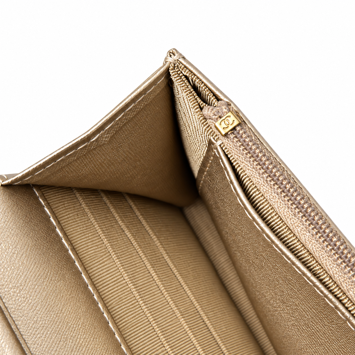 Chanel WOC Champagne Gold Quilted Lambskin Wallet on Chain