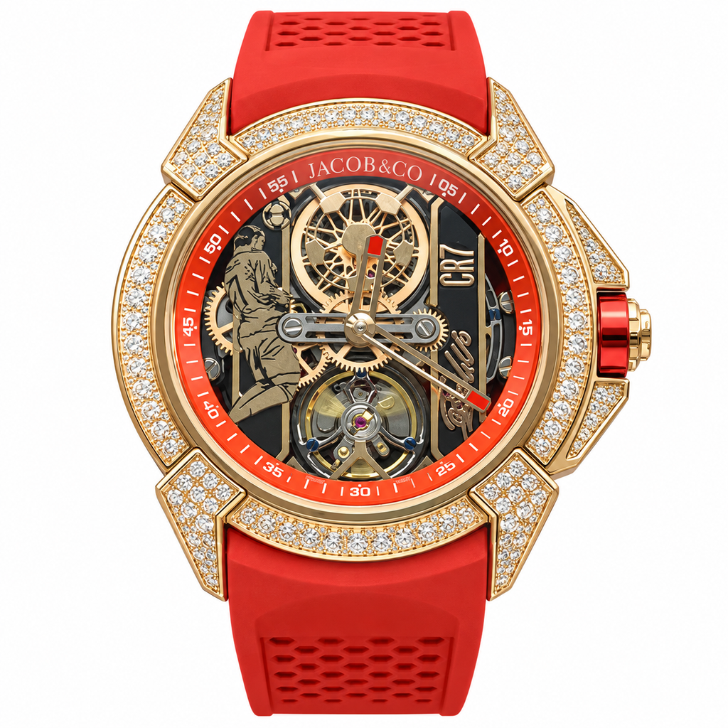 Jacob & Co. Epic X CR7 Diamond Gold Tourbillon Red Rubber Watch