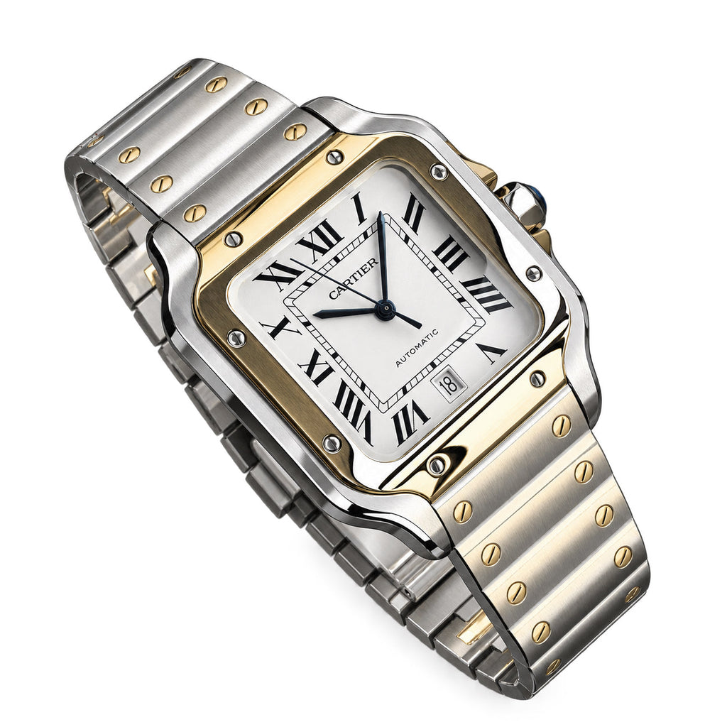 Cartier Santos Large Automatic White Dial Stainless Steel Bracelet Men's Luxury Watch Swiss Made