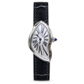 Cartier Crash 18K White Gold Asymmetric Distorted Case Silver Dial Manual-Winding Black Alligator Strap Watch