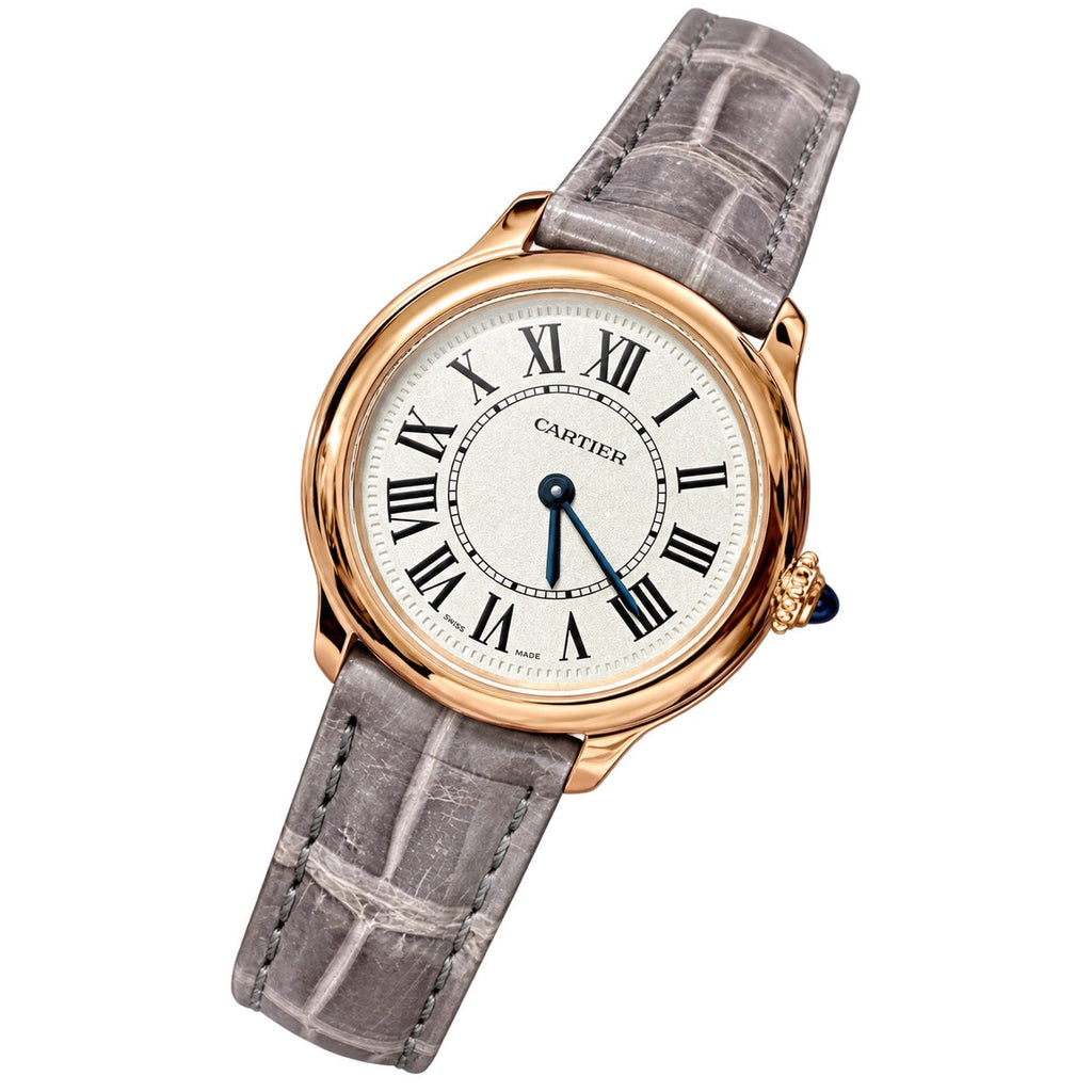 Cartier Ronde Louis Cartier — Rose Gold, White Dial & Grey Alligator Strap