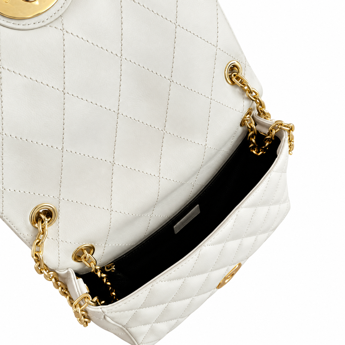 Burberry Ivory Grace Compact Quilted Chain Bag