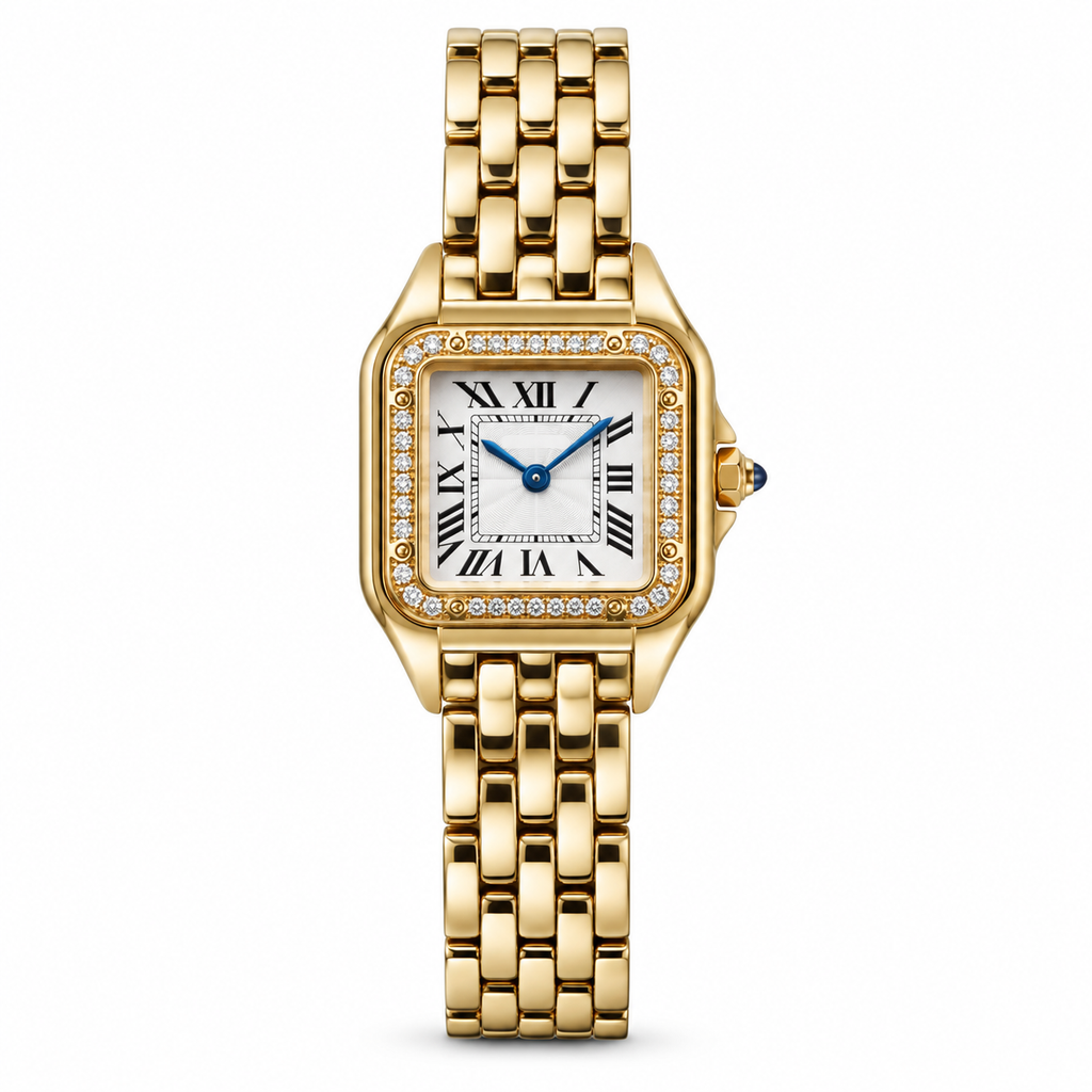 Cartier Panthère de Cartier Medium 18k Yellow Gold Diamond Bezel White Dial Gold Bracelet Watch