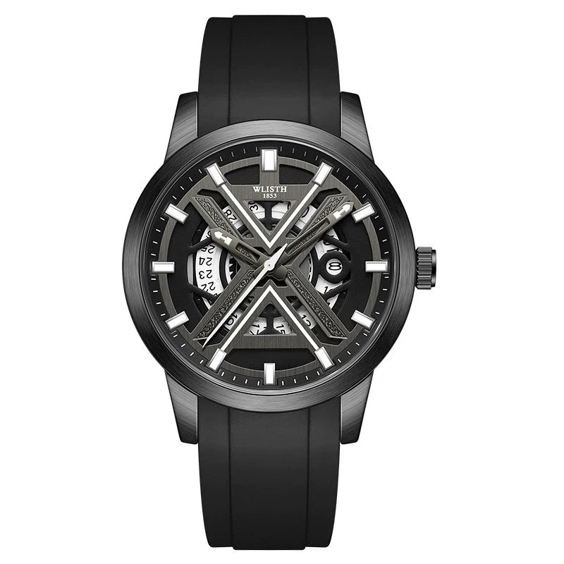 WLSTH Skeleton Sport Watch 41mm | Bold X-Dial Men's Timepiece