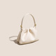 Ivory Ruched Cloud Shoulder Bag with Gold D-Ring Handle