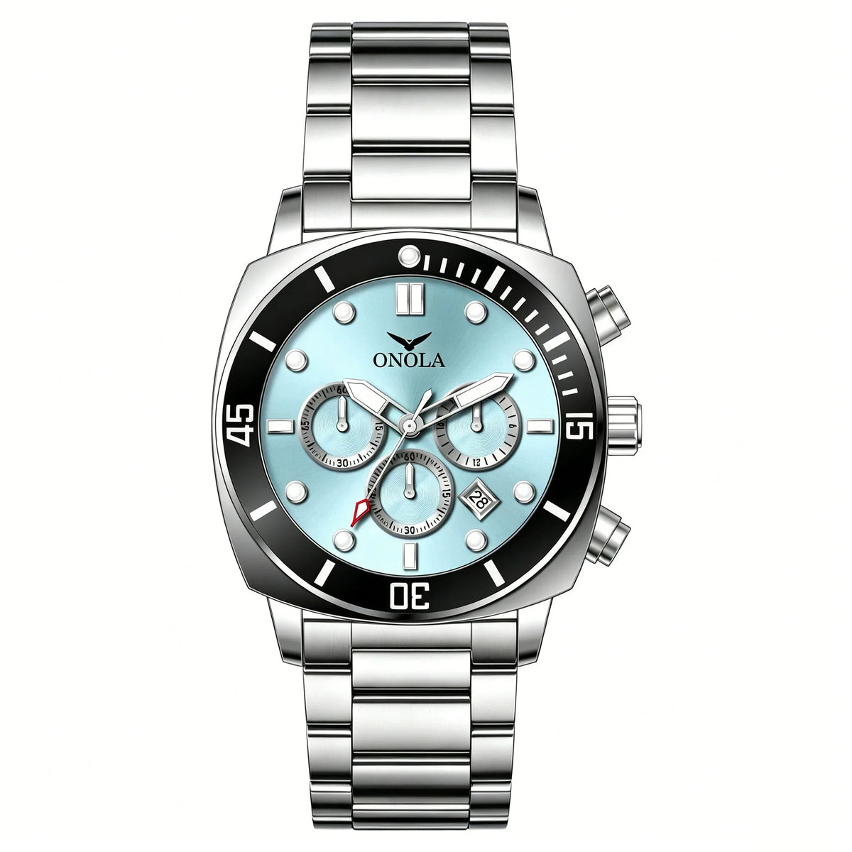 ONOLA Chronograph — Stainless Steel, Black Dial & Steel Bracelet, Men